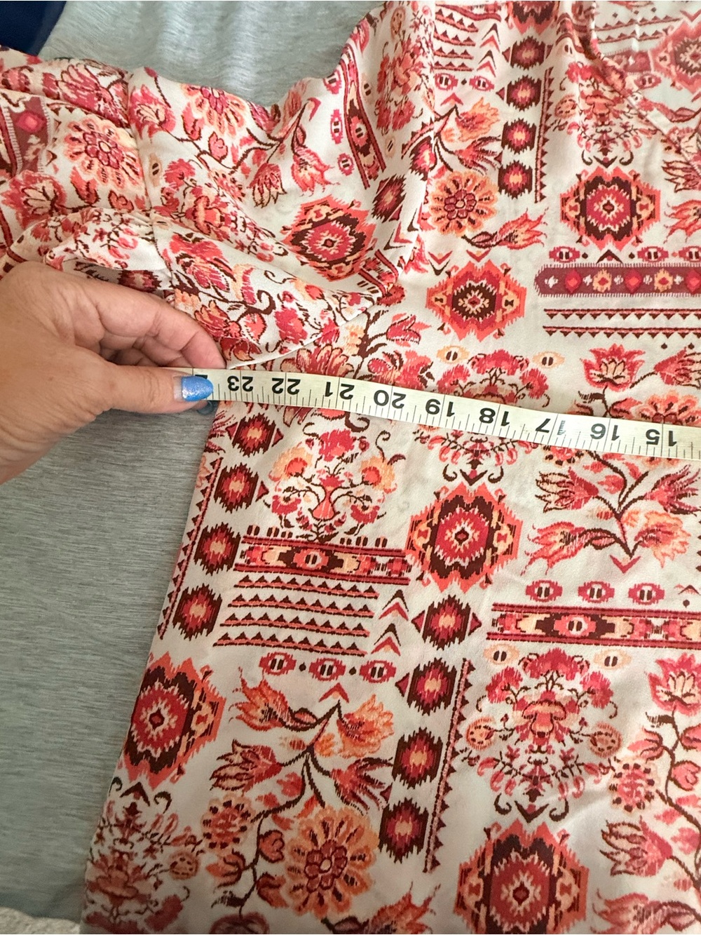Boho Red Floral Ruffle-Sleeve Tunic - Picture 3 of 3